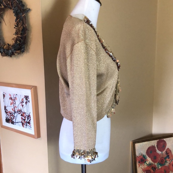 Vtg JOSEPH A Paris-Lisbon-NY sz XL Metallic Topper Elegant Netting Sequin NEW - Picture 5 of 17